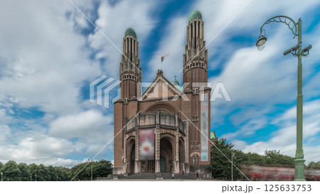 Timelapse hyperlapse of the National Basilica of the Sacred Heart in Brussels, Belgium Timelapse hyperlapse of the National Basilica of the Sacred Heart in Brussels, Belgium 125633753