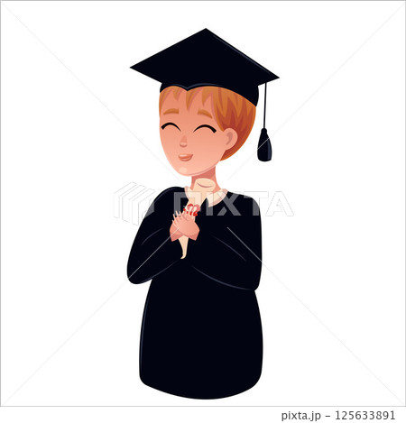 Happy graduates in colleges and universities, students in academic gowns. Celebrating graduation day. 125633891