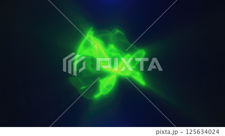 Abstract green glowing shape resembling fluid energy flow on a dark background Abstract green glowing shape resembling fluid energy flow on a dark background 125634024