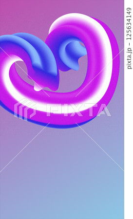 Colorful abstract 3D curved ribbons in purple and blue on gradient background, modern design style 125634149