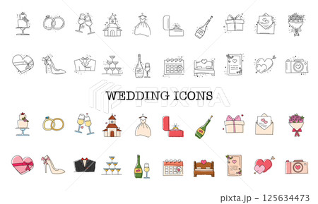 Romantic icons collection. Vector 125634473
