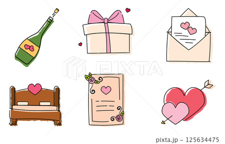 Romantic icons collection. Vector 125634475