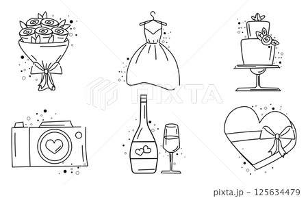 Romantic wedding icons set. Vector Romantic wedding icons set. Vector 125634479