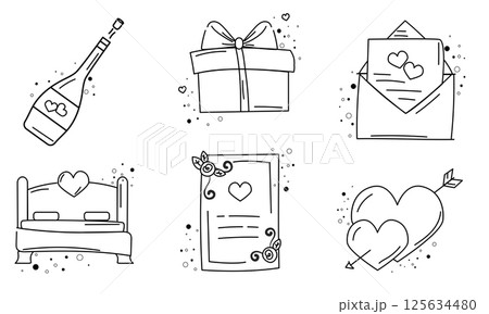 Wedding icons outline set. Vector Wedding icons outline set. Vector 125634480