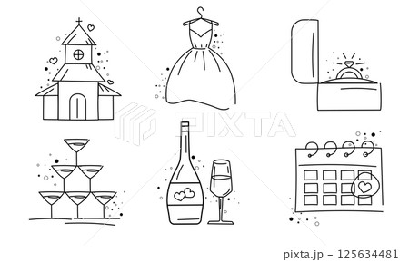 Wedding icons outline set. Vector Wedding icons outline set. Vector 125634481