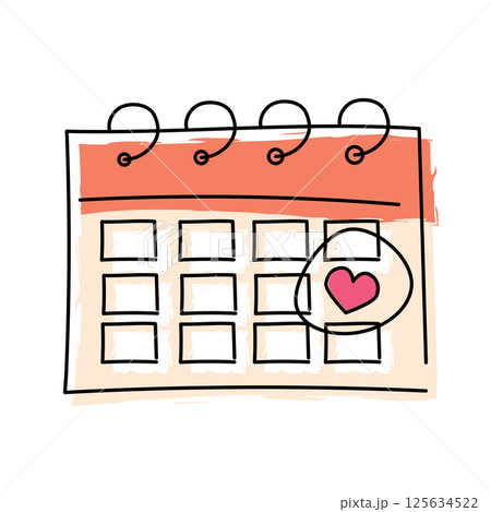 Marked love calendar. Vector 125634522
