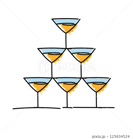 Champagne glass tower. Vector Champagne glass tower. Vector 125634524
