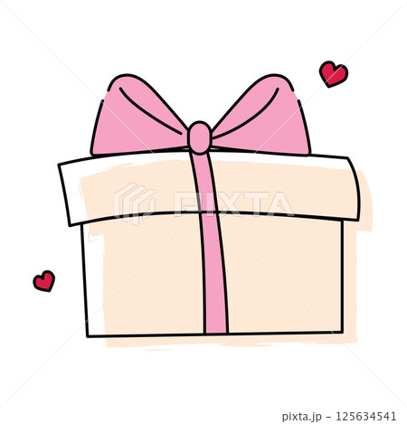 Gift box with ribbon. Vector 125634541