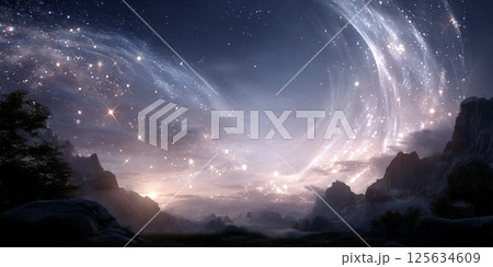 Astrology-themed abstracts and scenes, spiral in the sky, time and dial 125634609