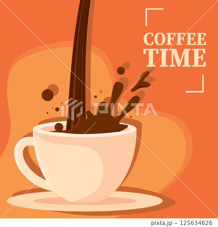Pouring splash coffee time. Vector Pouring splash coffee time. Vector 125634626
