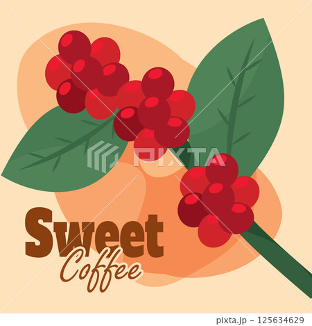 Sweet coffee branch art. Vector Sweet coffee branch art. Vector 125634629