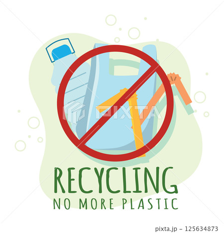 Plastic with forbidden sign. Vector Plastic with forbidden sign. Vector 125634873