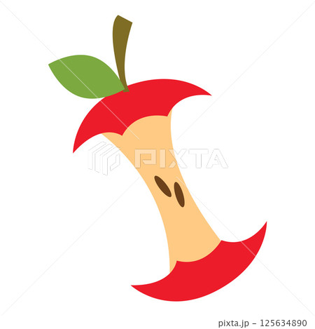 Apple core with leaf. Vector 125634890