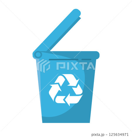Plastic waste in recycle bin. Vector 125634971