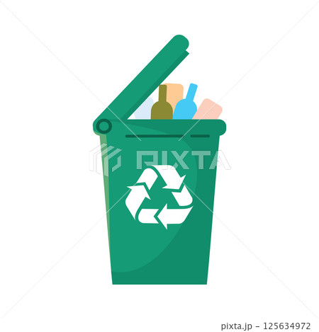 Plastic waste in recycle bin. Vector 125634972