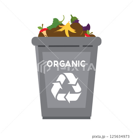 Organic waste in recycle bin. Vector 125634973