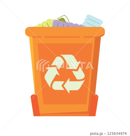 Plastic waste in recycle bin. Vector 125634974