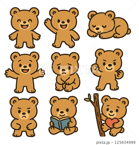 かわいい熊のキャラクターポーズ集 125634999