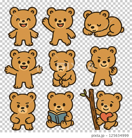 かわいい熊のキャラクターポーズ集 125634999