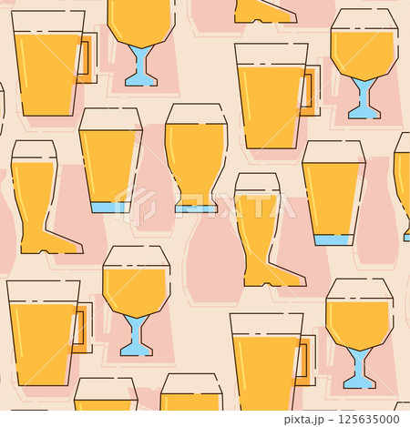 Beer mugs and bottles pattern. Vector 125635000