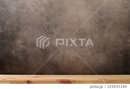 Abstract background with natural wooden podiums and long shadows on a pink wall, an empty showcase for cosmetic products demonstration or presentation, minimal ecology concept, selective focus 125635184