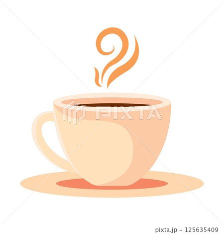 Hot coffee cup with steam. Vector 125635409