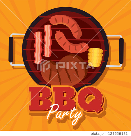 Open grill BBQ party. Vector Open grill BBQ party. Vector 125636181