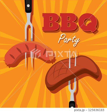 Grilled meat and sausage. Vector Grilled meat and sausage. Vector 125636183