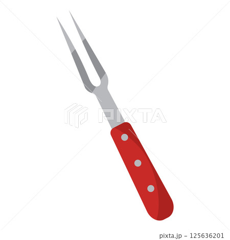 Red handled meat fork. Vector Red handled meat fork. Vector 125636201