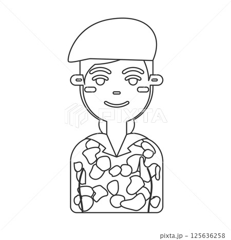 Cartoon female soldier. Vector 125636258