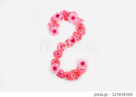 A letter S made from real fresh flowers. Creative floral font concept. Unique collection of letters and numbers for design. Spring, summer, autumn and valentines, creative idea 125636369