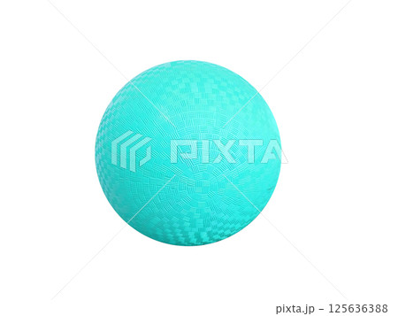 Classic blue dodgeball ball, rubber ball, isolated on white background. 125636388