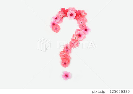 Icon from real fresh flowers. Creative floral font concept. Unique collection of letters and numbers for design. Spring, summer, autumn and valentines, creative idea, 125636389