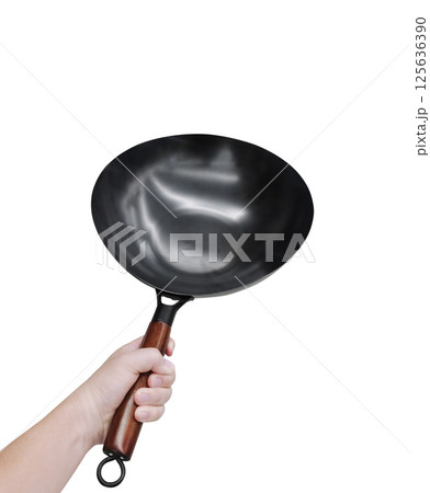 Image of a blank black pan handle, white background. Image of a blank black pan handle, white background. 125636390