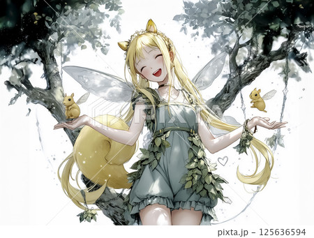 笑顔のリスの妖精のイラスト素材 125636594
