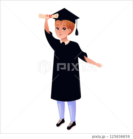 Happy graduates in colleges and universities, students in academic gowns. Celebrating graduation day. Happy graduates in colleges and universities, students in academic gowns. Celebrating graduation day. 125636659