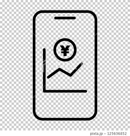 Line icon of a smartphone making online investments with the value of the yen rising 125636852