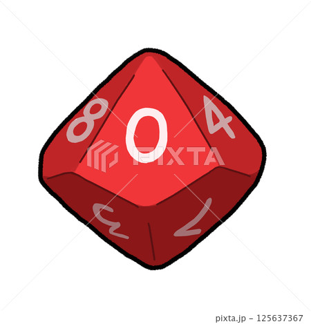 赤い十面体ダイスのイラスト 赤い十面体ダイスのイラスト 125637367
