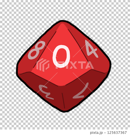 赤い十面体ダイスのイラスト 赤い十面体ダイスのイラスト 125637367