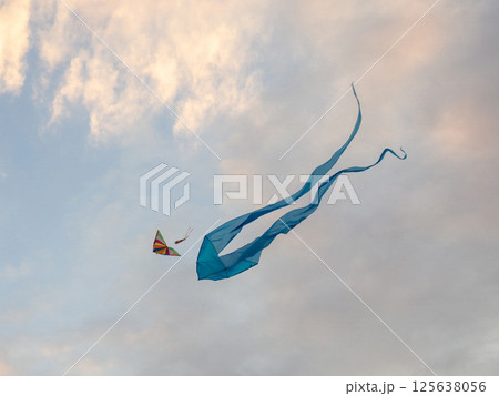 Kite Festival. Kites in the sky. A spectacle . Wind is like a force. air objects. Various forms. A beautiful sight.  Aerodynamics. Object in the sky. 125638056