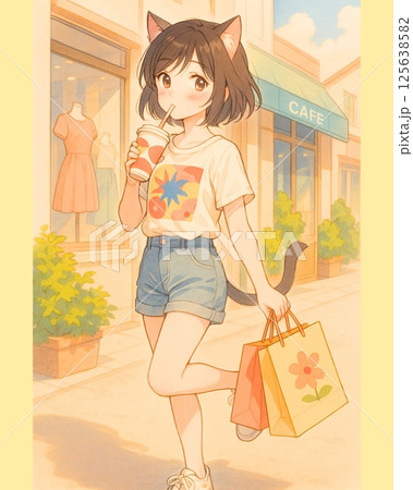 少女漫画風イラスト_夏の昼下がり 少女漫画風イラスト_夏の昼下がり 125638582