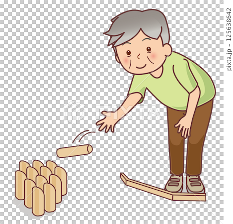 老人正在享用 Mölkky 老人正在享用 Mölkky 125638642