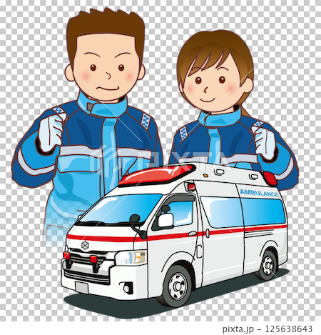 救護車和醫護人員的插圖 救護車和醫護人員的插圖 125638643