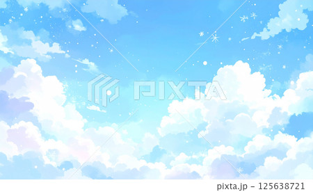 青空と白い雲の抽象アート 125638721