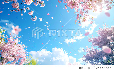 桜満開の春の青空 125638727