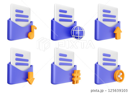3d mail email message document envelope icon set bundle 3d mail email message document envelope icon set bundle 125639103