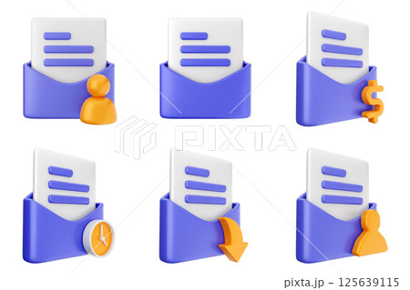3d mail email message document envelope icon set bundle 3d mail email message document envelope icon set bundle 125639115