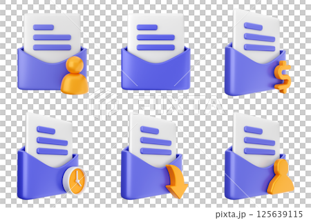 3d mail email message document envelope icon set bundle 3d mail email message document envelope icon set bundle 125639115