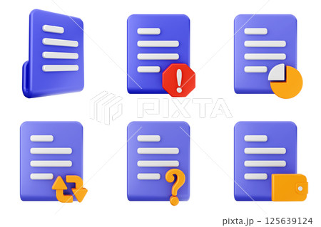 3d file icon set bundle data document 125639124