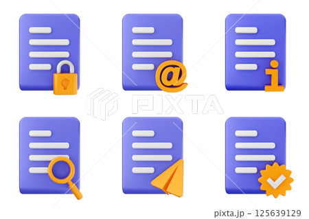 3d file icon set bundle data document 125639129
